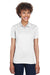 UltraClub 8210L Womens Cool & Dry Moisture Wicking Short Sleeve Polo Shirt White Model Front