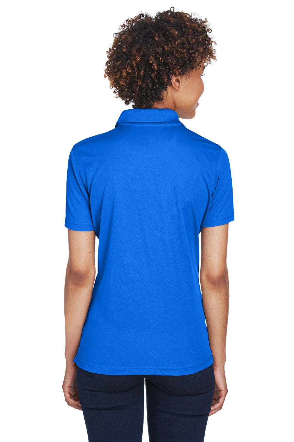 UltraClub 8210L Womens Cool & Dry Moisture Wicking Short Sleeve Polo Shirt Royal Blue Model Back