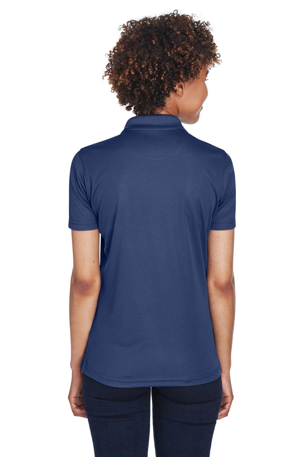 UltraClub 8210L Womens Cool & Dry Moisture Wicking Short Sleeve Polo Shirt Navy Blue Model Back