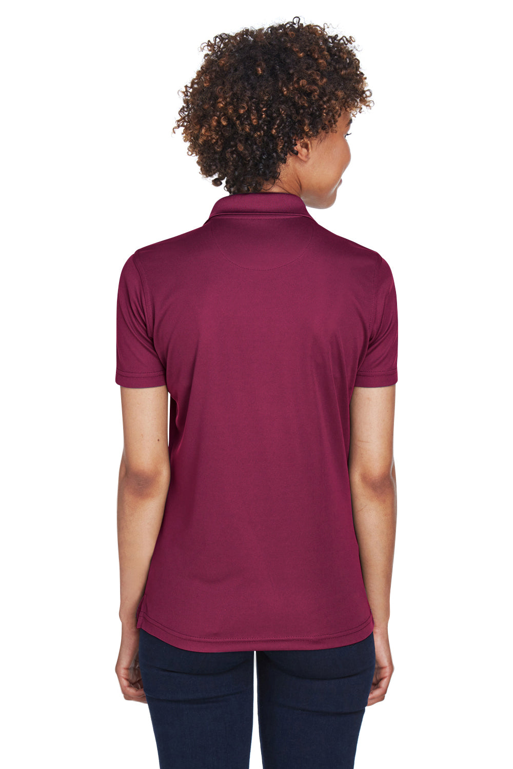 UltraClub 8210L Womens Cool & Dry Moisture Wicking Short Sleeve Polo Shirt Maroon Model Back