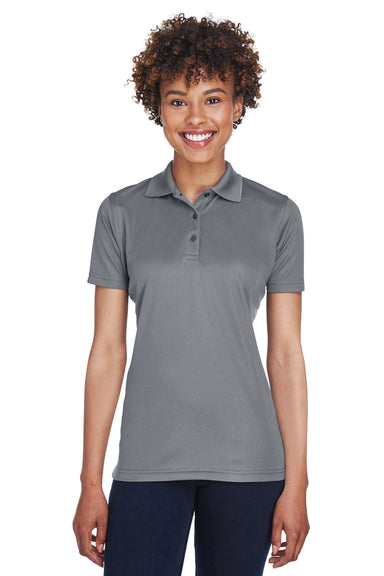 UltraClub 8210L Womens Cool & Dry Moisture Wicking Short Sleeve Polo Shirt Charcoal Grey Model Front