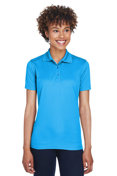 UltraClub 8210L Womens Cool & Dry Moisture Wicking Short Sleeve Polo Shirt Coast Blue Model Front