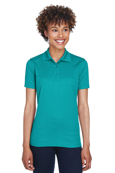 UltraClub 8210L Womens Cool & Dry Moisture Wicking Short Sleeve Polo Shirt Jade Green Model Front