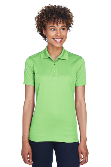 UltraClub 8210L Womens Cool & Dry Moisture Wicking Short Sleeve Polo Shirt Light Green Model Front