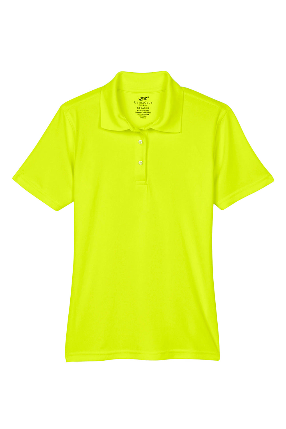 UltraClub 8210L Womens Cool & Dry Moisture Wicking Short Sleeve Polo Shirt Bright Yellow Flat Front