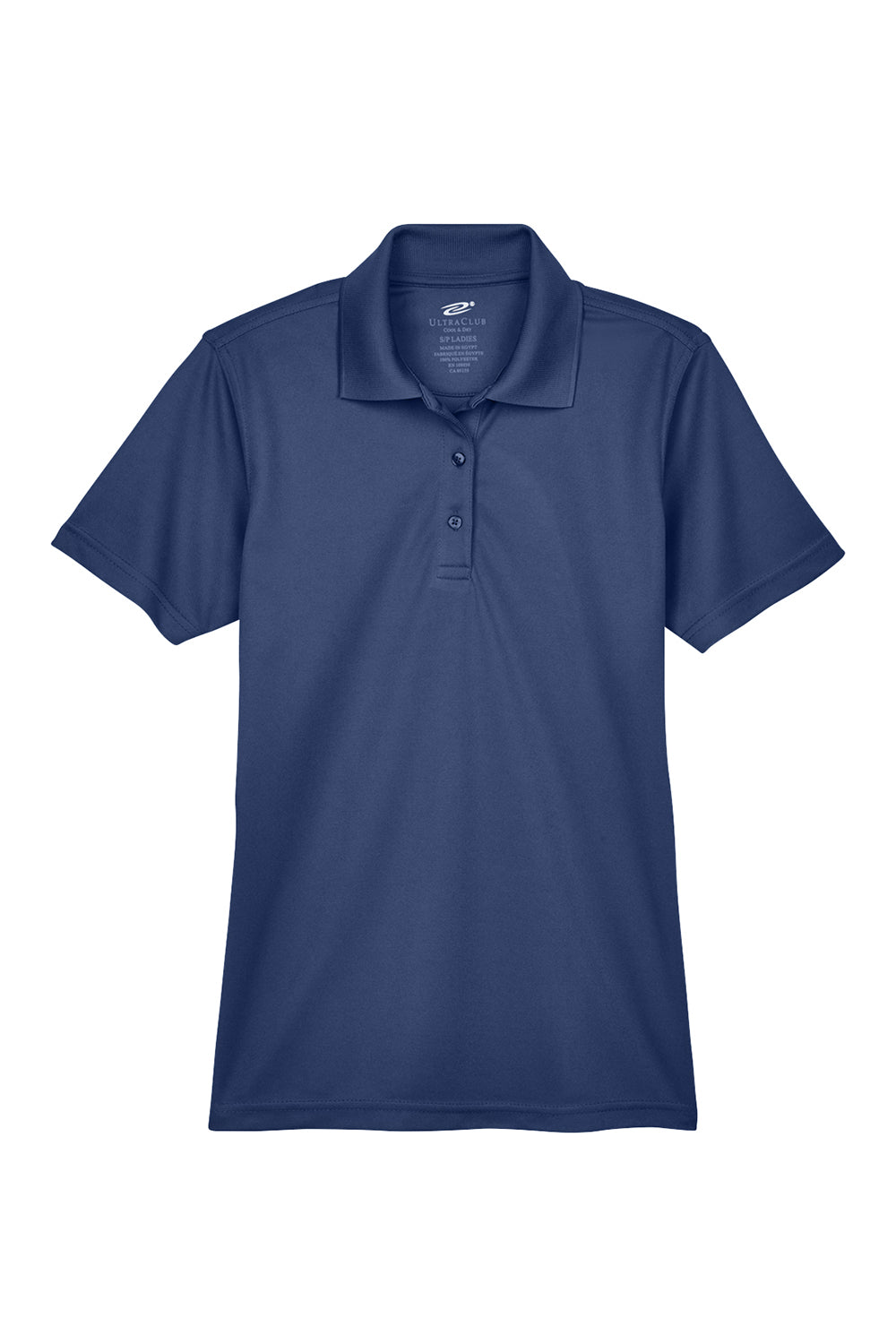 UltraClub 8210L Womens Cool & Dry Moisture Wicking Short Sleeve Polo Shirt Navy Blue Flat Front