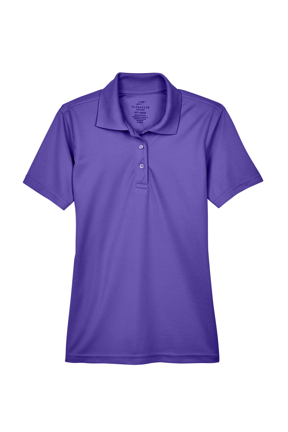 UltraClub 8210L Womens Cool & Dry Moisture Wicking Short Sleeve Polo Shirt Purple Flat Front