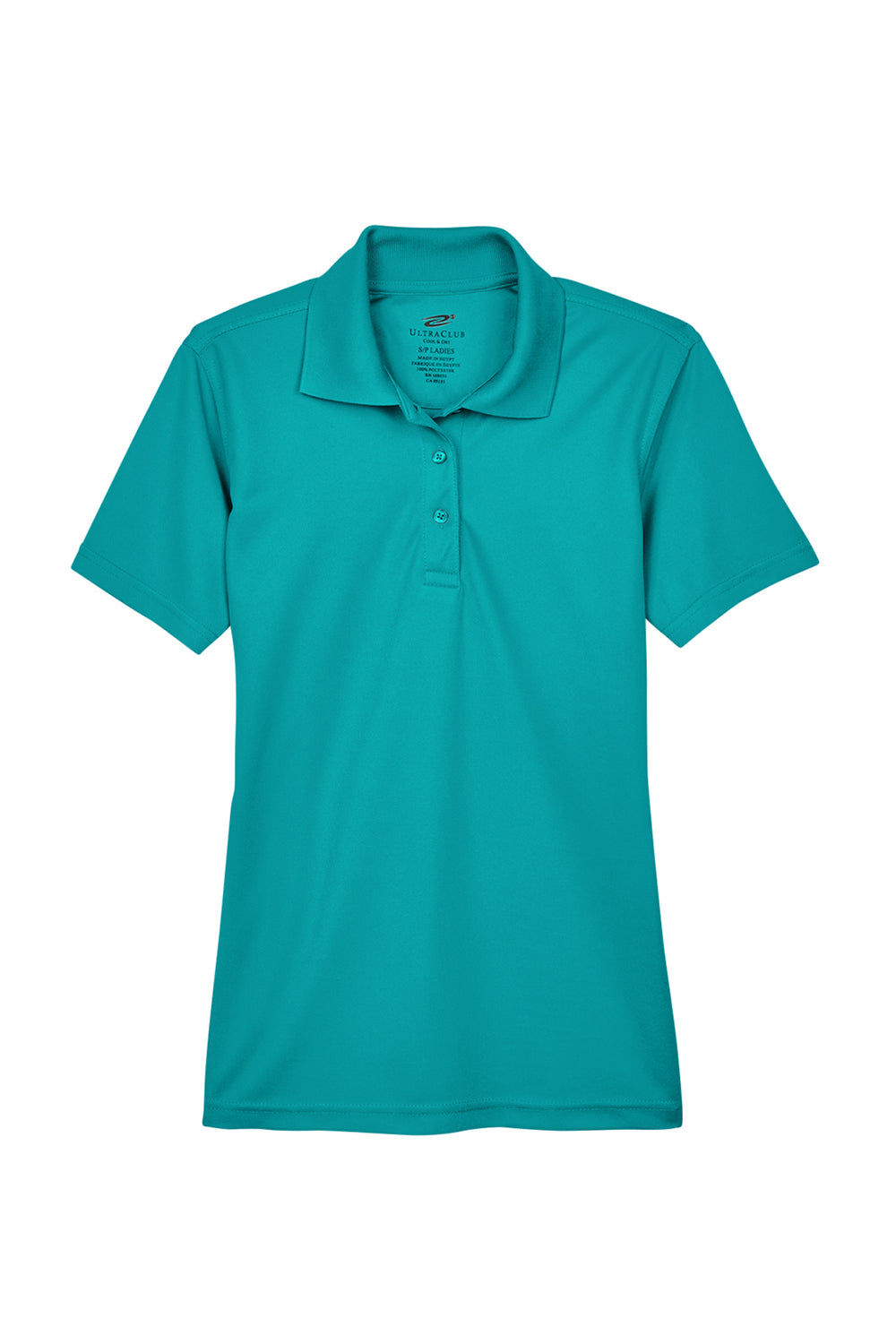 UltraClub 8210L Womens Cool & Dry Moisture Wicking Short Sleeve Polo Shirt Jade Green Flat Front