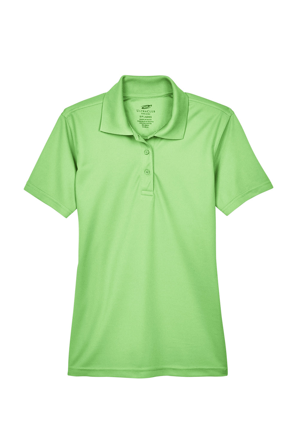 UltraClub 8210L Womens Cool & Dry Moisture Wicking Short Sleeve Polo Shirt Light Green Flat Front