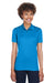 UltraClub 8210L Womens Cool & Dry Moisture Wicking Short Sleeve Polo Shirt Pacific Blue Model Front