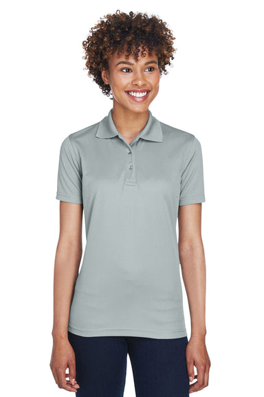 UltraClub 8210L Womens Cool & Dry Moisture Wicking Short Sleeve Polo Shirt Silver Grey Model Front