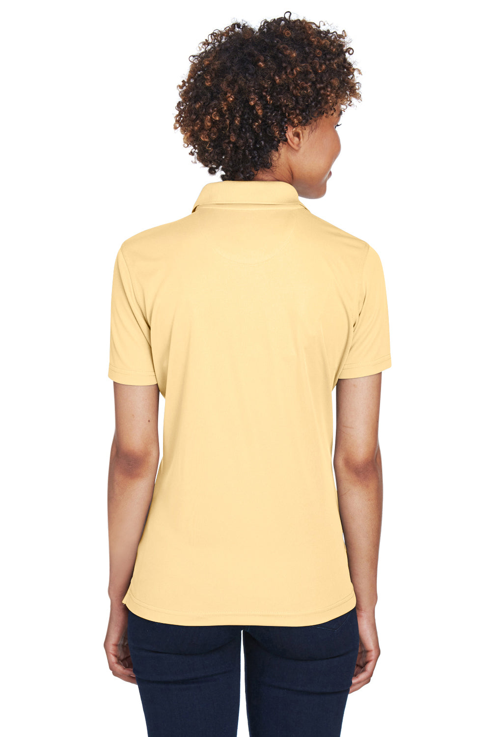 UltraClub 8210L Womens Cool & Dry Moisture Wicking Short Sleeve Polo Shirt Yellow Haze Model Back