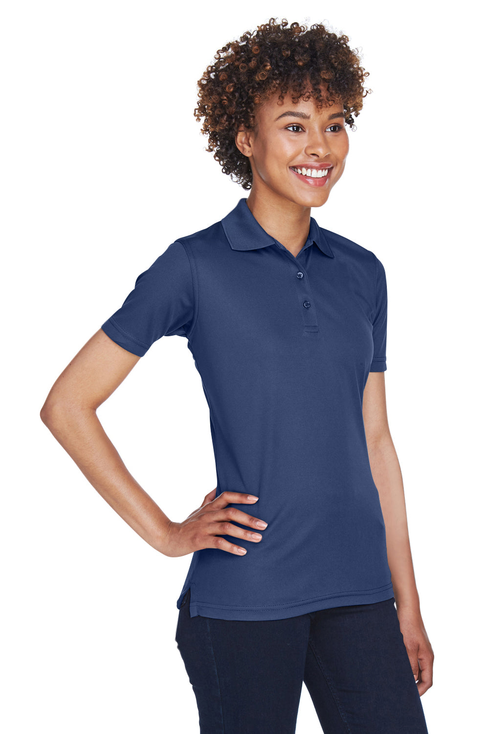 UltraClub 8210L Womens Cool & Dry Moisture Wicking Short Sleeve Polo Shirt Navy Blue Model 3q