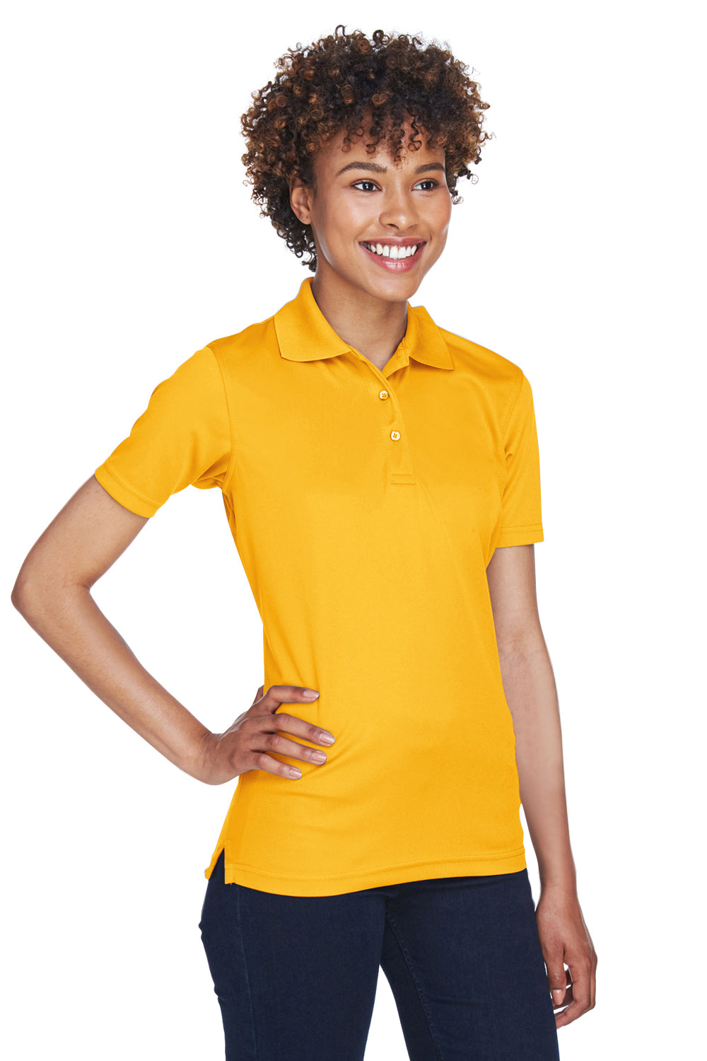 UltraClub 8210L Womens Cool & Dry Moisture Wicking Short Sleeve Polo Shirt Gold Model 3q