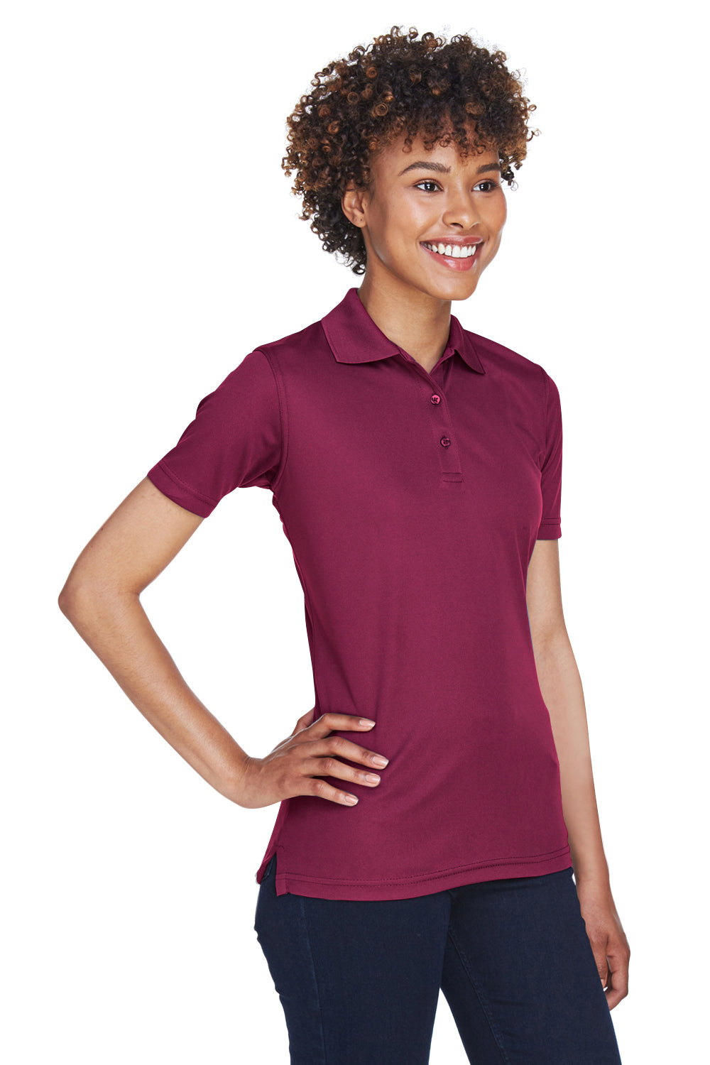 UltraClub 8210L Womens Cool & Dry Moisture Wicking Short Sleeve Polo Shirt Maroon Model 3q