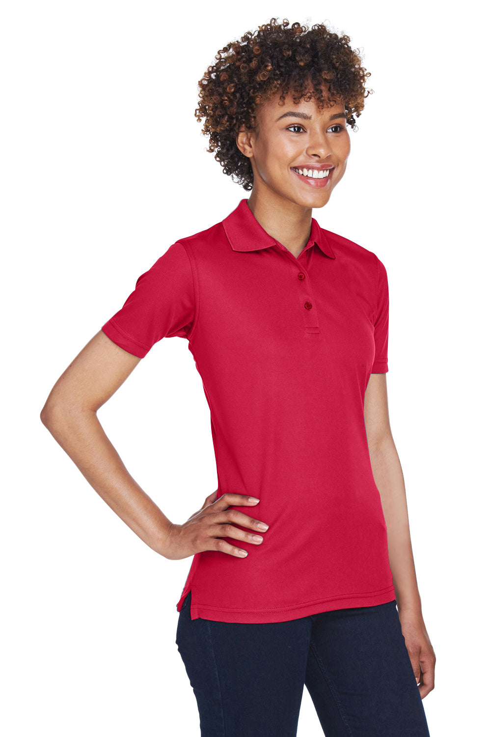 UltraClub 8210L Womens Cool & Dry Moisture Wicking Short Sleeve Polo Shirt Cardinal Red Model 3q