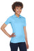 UltraClub 8210L Womens Cool & Dry Moisture Wicking Short Sleeve Polo Shirt Columbia Blue Model 3q