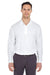 UltraClub 8210LS Mens Cool & Dry Moisture Wicking Long Sleeve Polo Shirt White Model Front