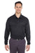 UltraClub 8210LS Mens Cool & Dry Moisture Wicking Long Sleeve Polo Shirt Black Model Front