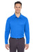 UltraClub 8210LS Mens Cool & Dry Moisture Wicking Long Sleeve Polo Shirt Royal Blue Model Front