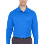 UltraClub Mens Cool & Dry Moisture Wicking Long Sleeve Polo Shirt - Royal Blue