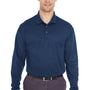 UltraClub Mens Cool & Dry Moisture Wicking Long Sleeve Polo Shirt - Navy Blue