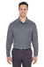 UltraClub 8210LS Mens Cool & Dry Moisture Wicking Long Sleeve Polo Shirt Charcoal Grey Model Front