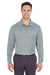 UltraClub 8210LS Mens Cool & Dry Moisture Wicking Long Sleeve Polo Shirt Silver Grey Model Front