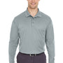 UltraClub Mens Cool & Dry Moisture Wicking Long Sleeve Polo Shirt - Silver Grey