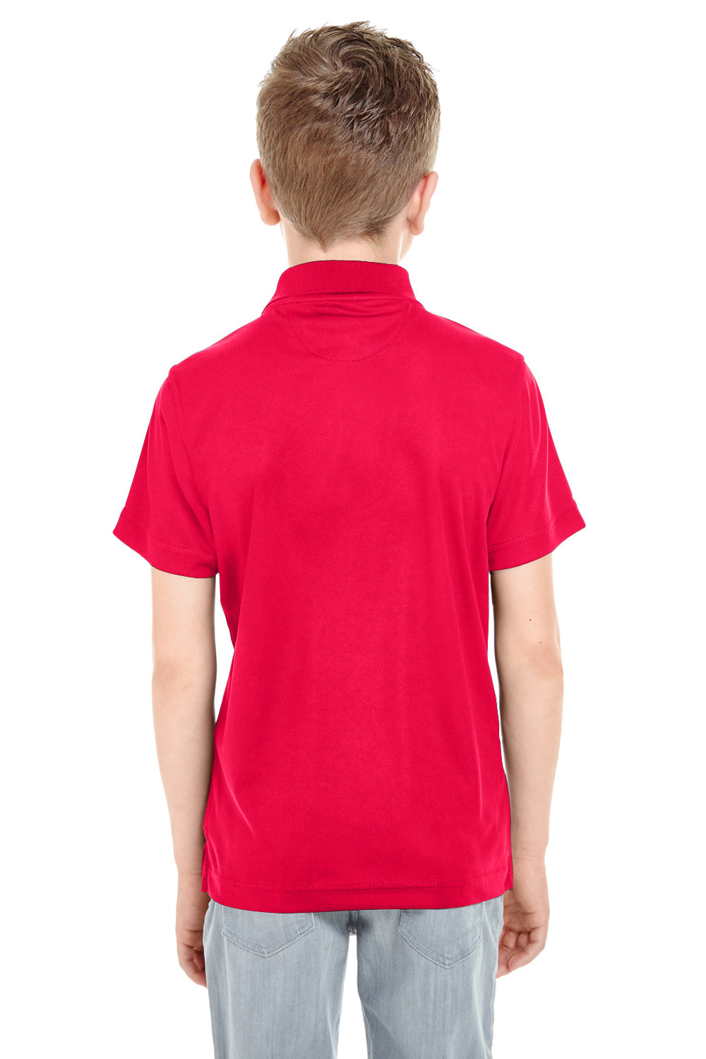 UltraClub 8210Y Youth Cool & Dry Moisture Wicking Short Sleeve Polo Shirt Red Model Back