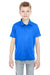 UltraClub 8210Y Youth Cool & Dry Moisture Wicking Short Sleeve Polo Shirt Royal Blue Model Front