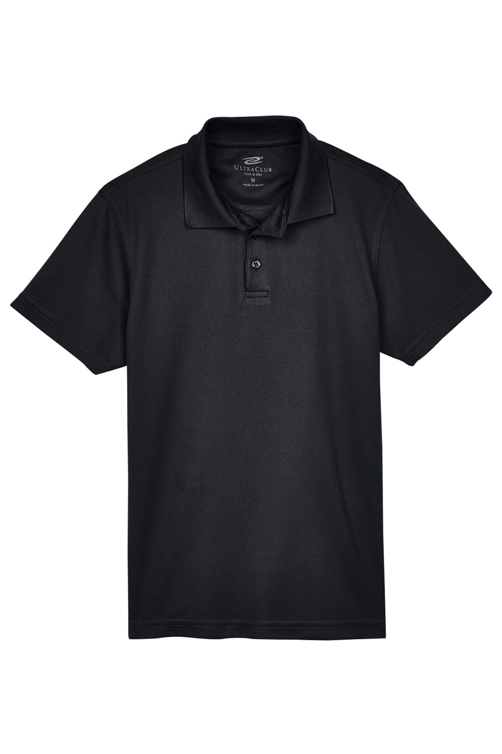 UltraClub 8210Y Youth Cool & Dry Moisture Wicking Short Sleeve Polo Shirt Black Flat Front