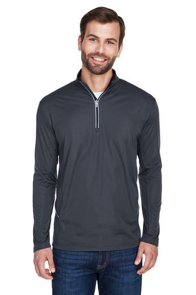 UltraClub 8230 Mens Cool & Dry Moisture Wicking 1/4 Zip Sweatshirt Black Model Front