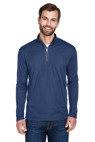 UltraClub 8230 Mens Cool & Dry Moisture Wicking 1/4 Zip Sweatshirt Navy Blue Model Front