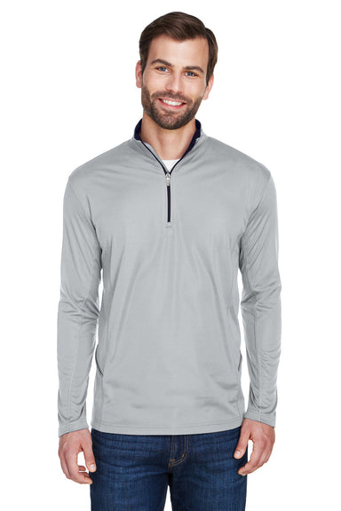 UltraClub 8230 Mens Cool & Dry Moisture Wicking 1/4 Zip Sweatshirt Grey Model Front