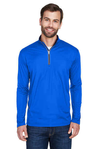 UltraClub 8230 Mens Cool & Dry Moisture Wicking 1/4 Zip Sweatshirt Kyanos Blue Model Front