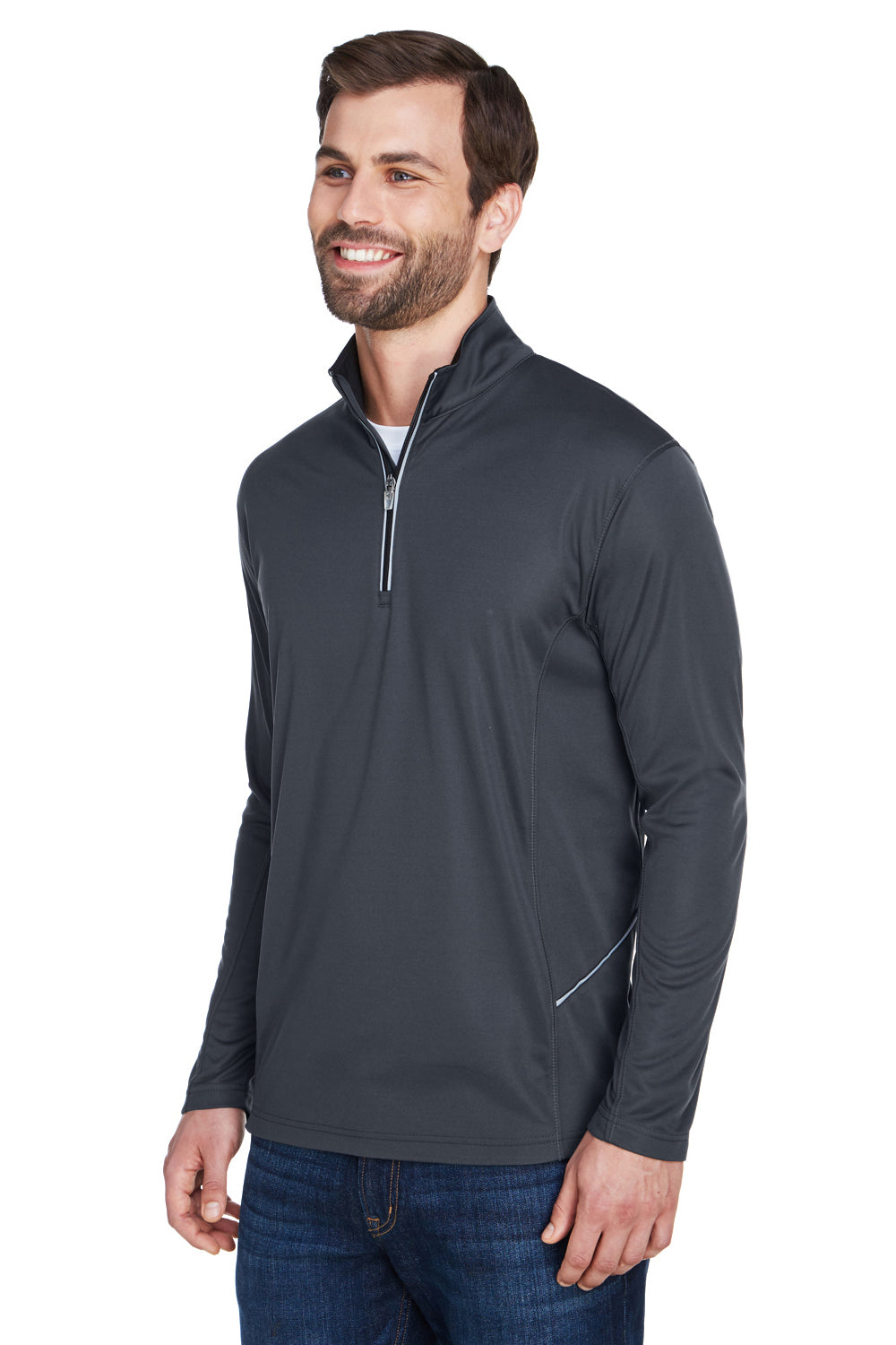 UltraClub 8230 Mens Cool & Dry Moisture Wicking 1/4 Zip Sweatshirt Black Model 3q