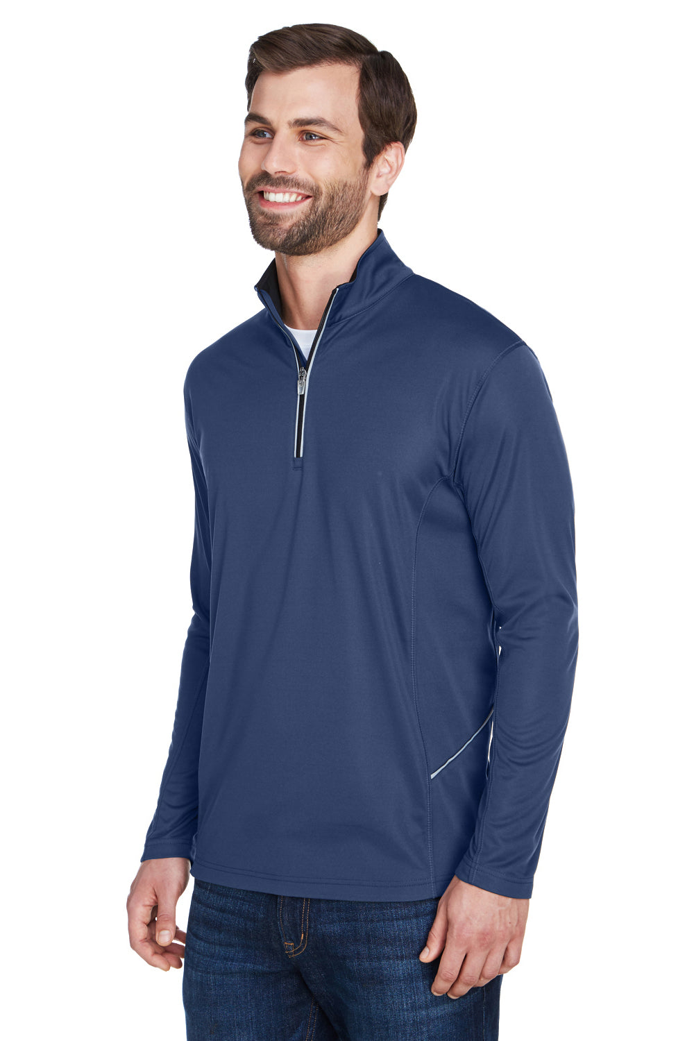 UltraClub 8230 Mens Cool & Dry Moisture Wicking 1/4 Zip Sweatshirt Navy Blue Model 3q