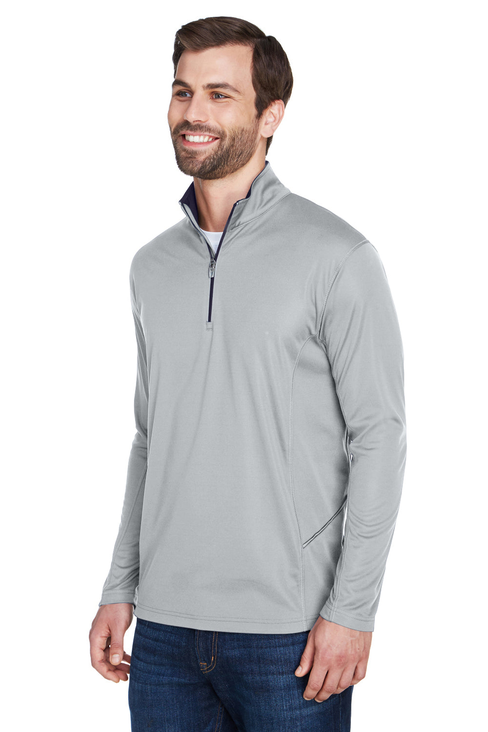 UltraClub 8230 Mens Cool & Dry Moisture Wicking 1/4 Zip Sweatshirt Grey Model 3q