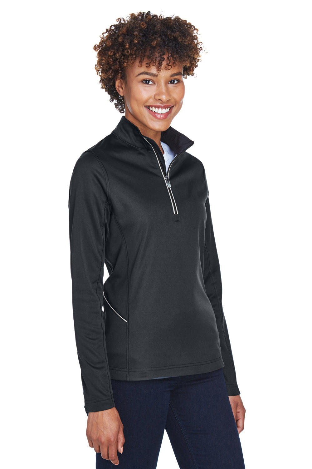 UltraClub 8230L Womens Cool & Dry Moisture Wicking 1/4 Zip Sweatshirt Black Model 3q