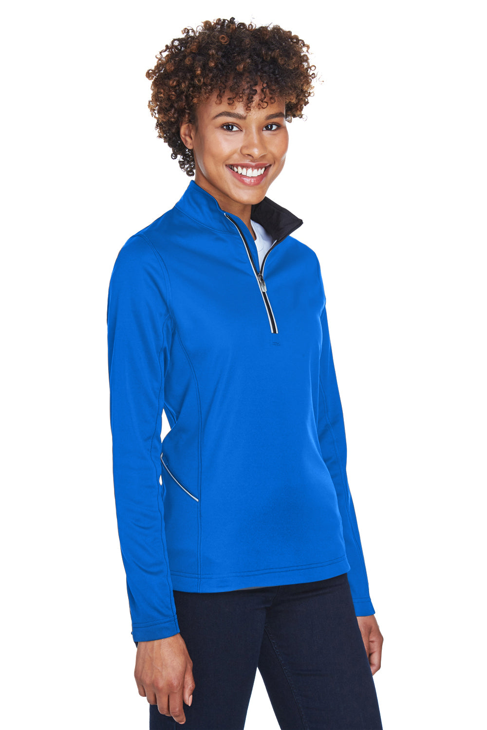 UltraClub 8230L Womens Cool & Dry Moisture Wicking 1/4 Zip Sweatshirt Kyanos Blue Model 3q