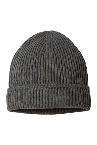 Atlantis Headwear MAPLE Mens Sustainable Finish Edge Cuffed Beanie Dark Grey Flat Front