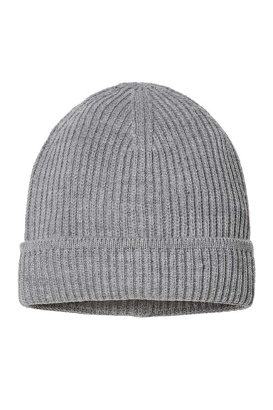 Atlantis Headwear MAPLE Mens Sustainable Finish Edge Cuffed Beanie Light Grey Melange Flat Front