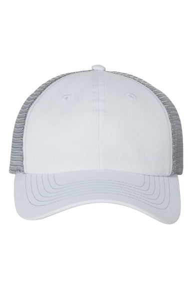 Sportsman 3100 Mens Contrast Stitch Mesh Back Hat White/Grey Flat Front