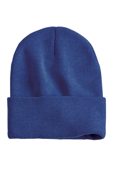 Sportsman SP12 Mens Solid Cuffed Beanie Heather Dark Royal Blue Flat Front