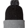 Sportsman Mens Speckled Pom-Pom Cuffed Beanie - Black/Heather Grey - NEW