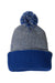 Sportsman SP70 Mens Speckled Pom-Pom Cuffed Beanie Heather Grey/Royal Blue Flat Front