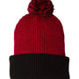 Sportsman Mens Speckled Pom-Pom Cuffed Beanie - Red/Black - NEW