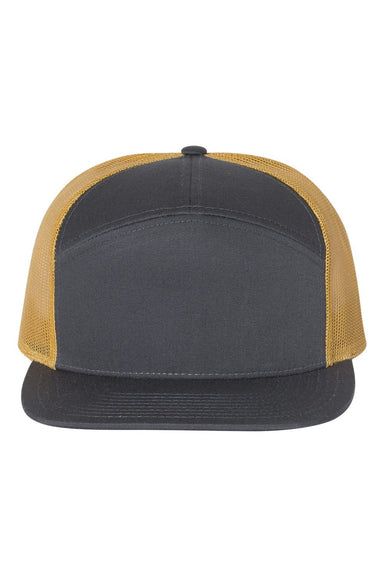 Richardson 168 Mens 7 Trucker Hat Charcoal Grey/Old Gold Flat Front