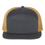 Richardson Mens 7 Panel Snapback Trucker Hat - Charcoal Grey/Old Gold - NEW